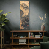 Zen Mountain Mist Canvas Art — Japanese Pagoda Landscape on Stretched Matte Canvas - The Art Hub
