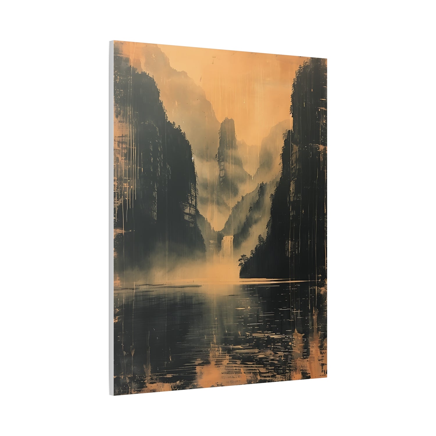 Chinese Landscape Art - Moody Mountain Lake Landscape Art - The Art Hub