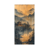 Golden Mist Mountain Landscape Canvas — Asian Pagoda Wall Art - The Art Hub