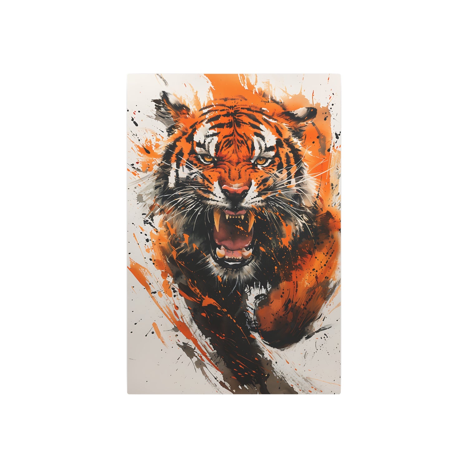 Roaring Tiger Metal Art Sign Vibrant Orange Wildlife Wall Decor - The Art Hub