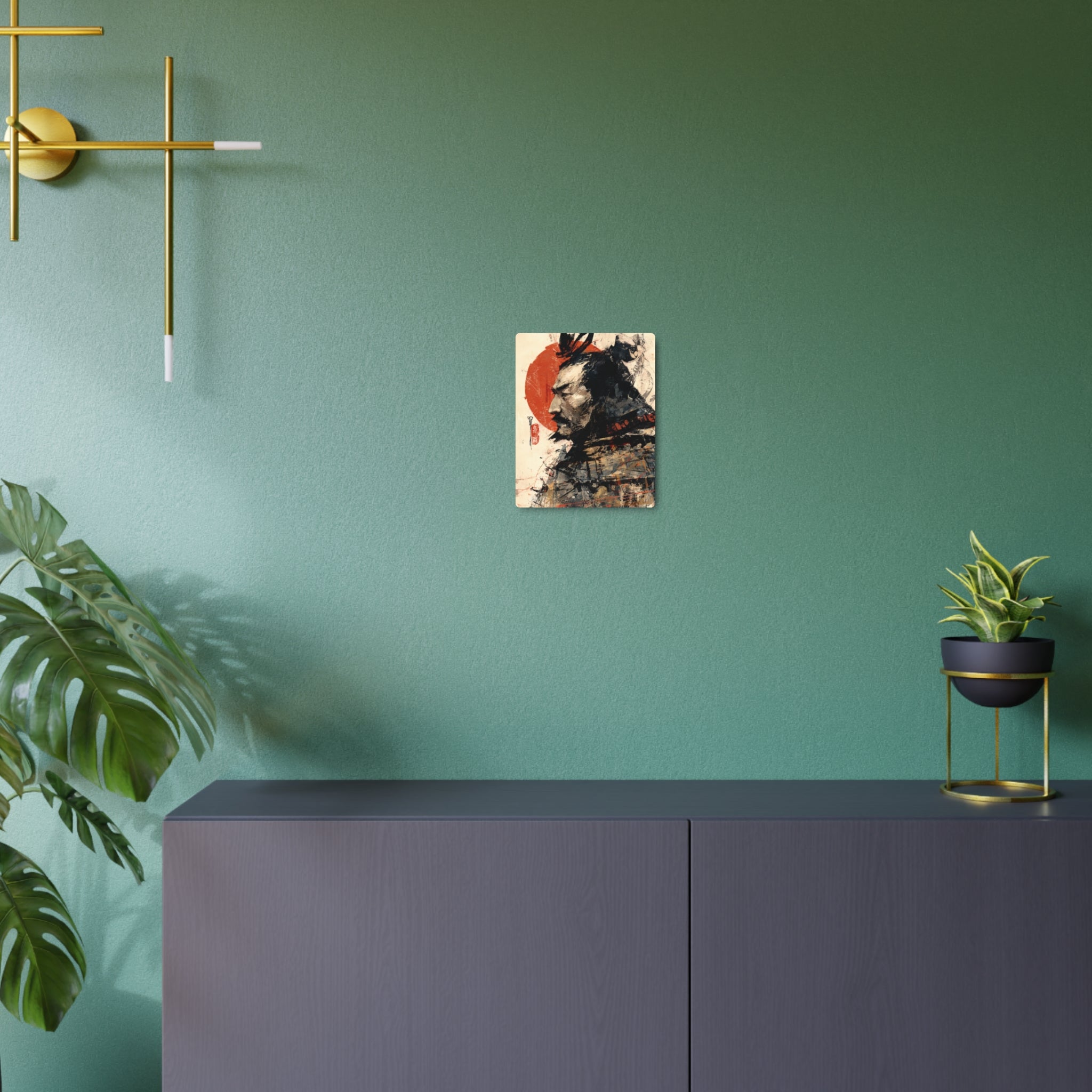 Samurai Metal Art Sign — Japanese Warrior Wall Decor