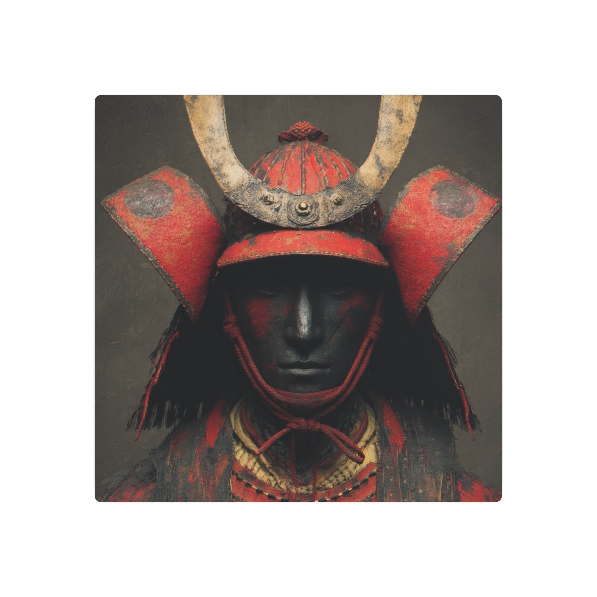Samurai Armor Metal Art Sign — Red Warrior Wall Decor