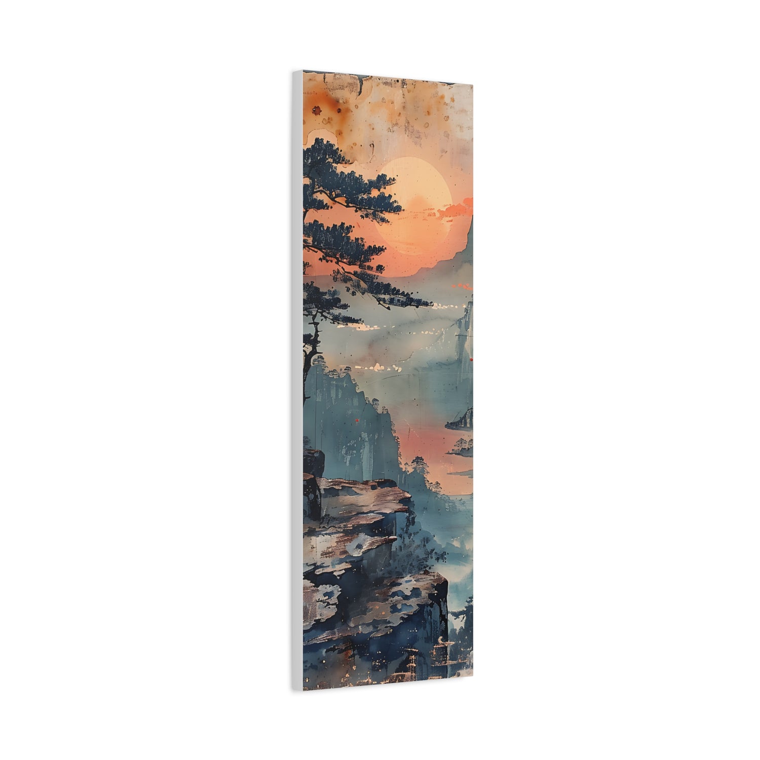 Sunset Mountain Landscape Canvas Print — Misty Pine Cliff Wall Art - The Art Hub