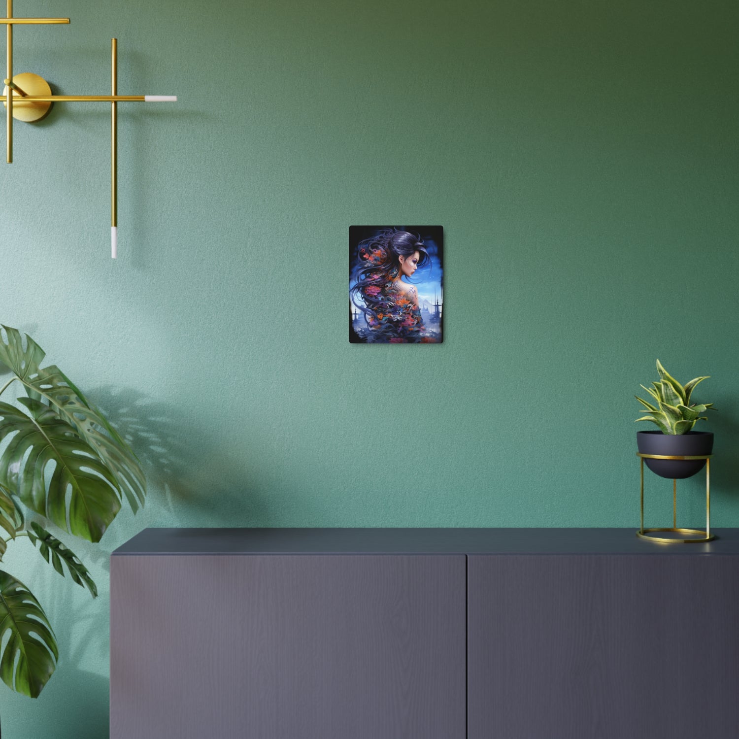 Metal Art — Ethereal Asian Fantasy Woman Wall Decor (Koi & Dragon Tattoo) - The Art Hub