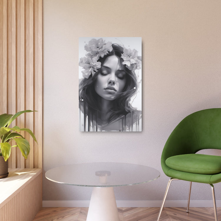 Metal Art — Beautiful Girl Floral Portrait Wall Decor - The Art Hub