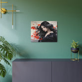Metal Art Elegant Geisha Portrait Wall Art with Red Poppies | Asian-Inspired Decorative Metal Art - The Art Hub