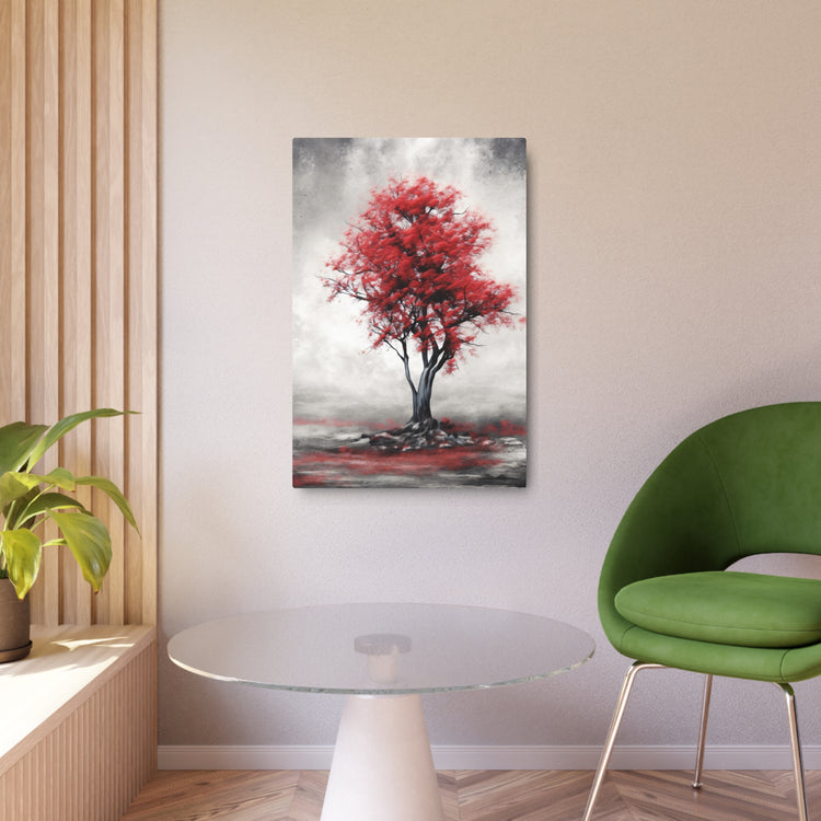 Red Tree Metal Art Sign Modern Abstract Wall Decor - The Art Hub