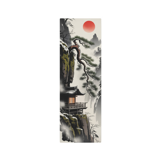 Japanese Mountain Temple Print (Red Sun Zen Wall Art) - The Art Hub