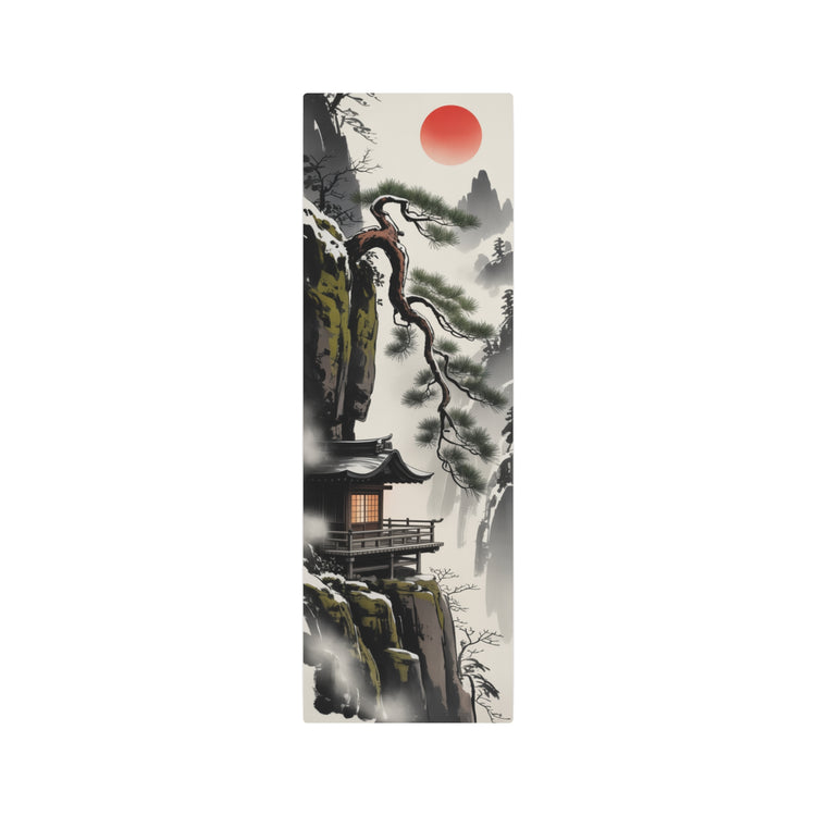 Japanese Mountain Temple Print (Red Sun Zen Wall Art) - The Art Hub