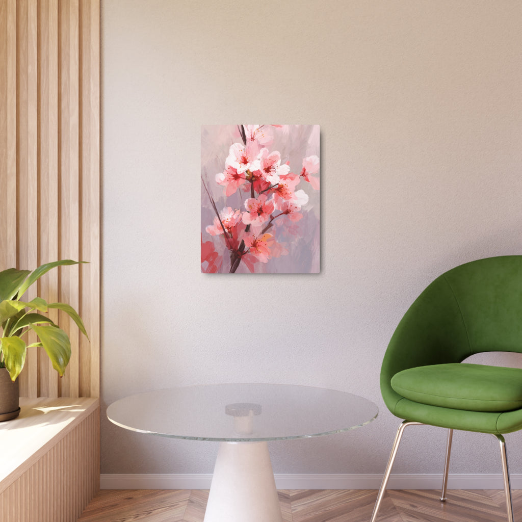 Cherry Blossom Metal Art Sign — Pink Floral Wall Décor