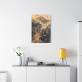 Zen Mountain Mist Canvas Art — Japanese Pagoda Landscape on Stretched Matte Canvas - The Art Hub