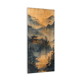 Golden Mist Mountain Landscape Canvas — Asian Pagoda Wall Art - The Art Hub