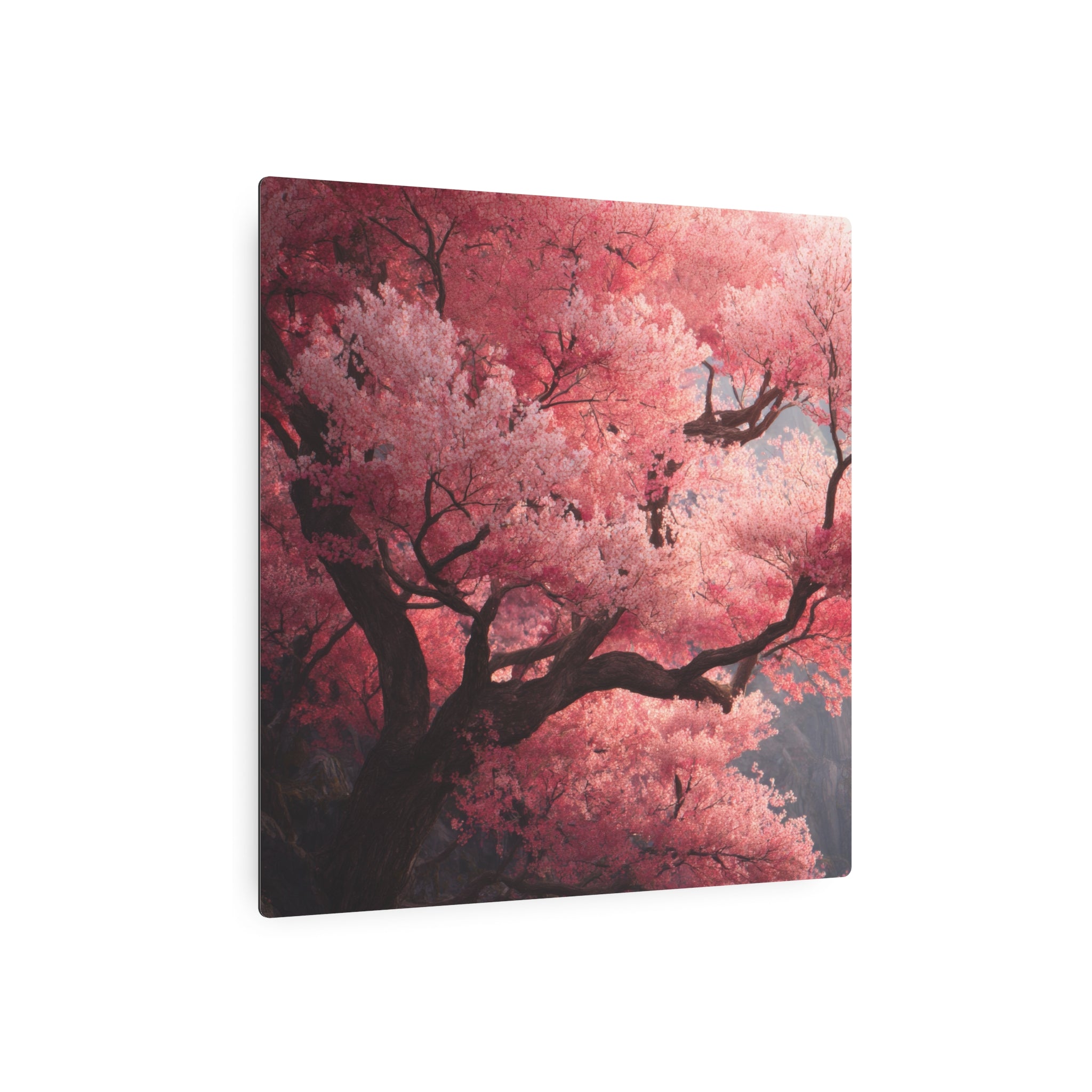 Cherry Blossom Metal Art Sign — Pink Sakura Wall Decor