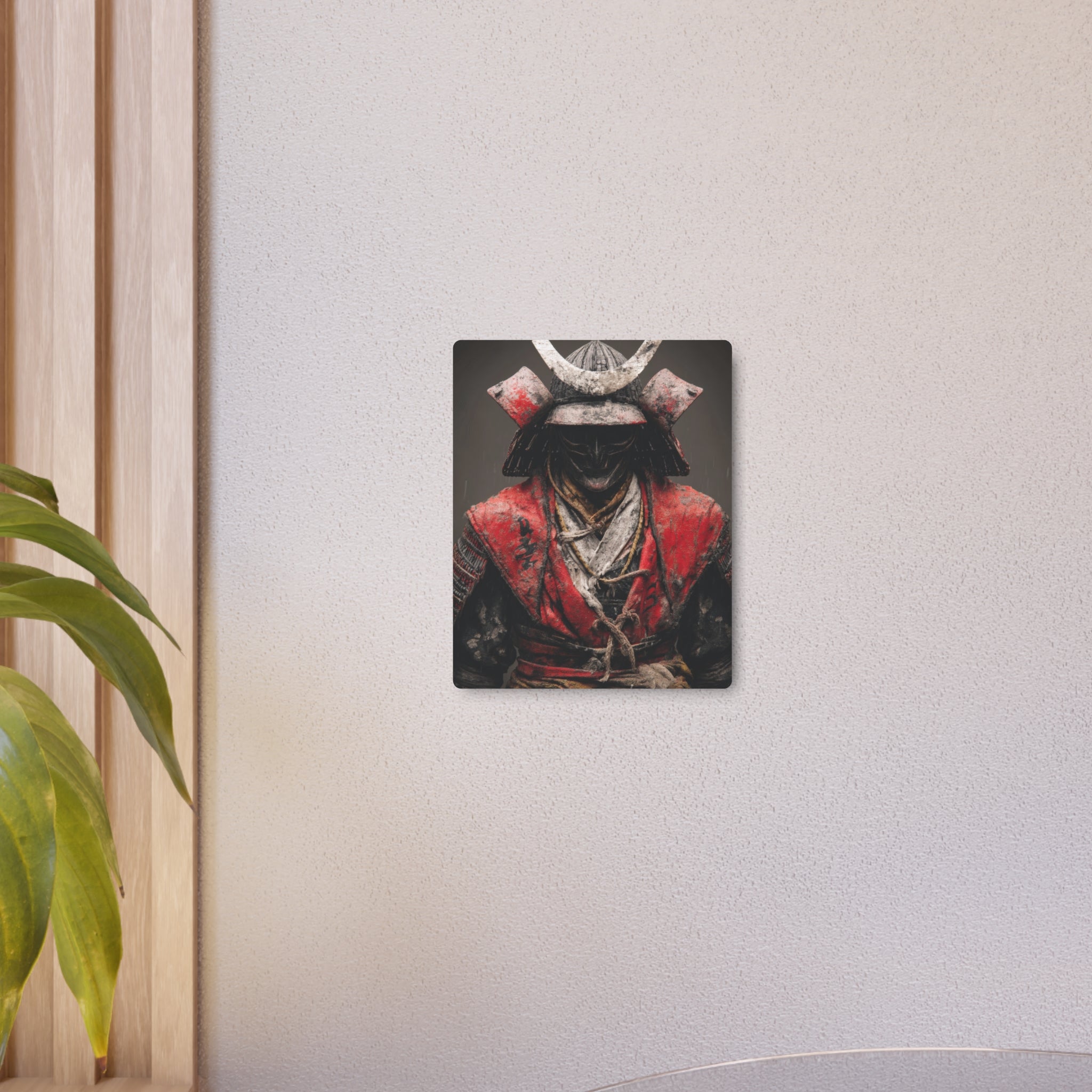 Samurai Warrior Metal Art Sign - Vintage Red Armor Wall Decor