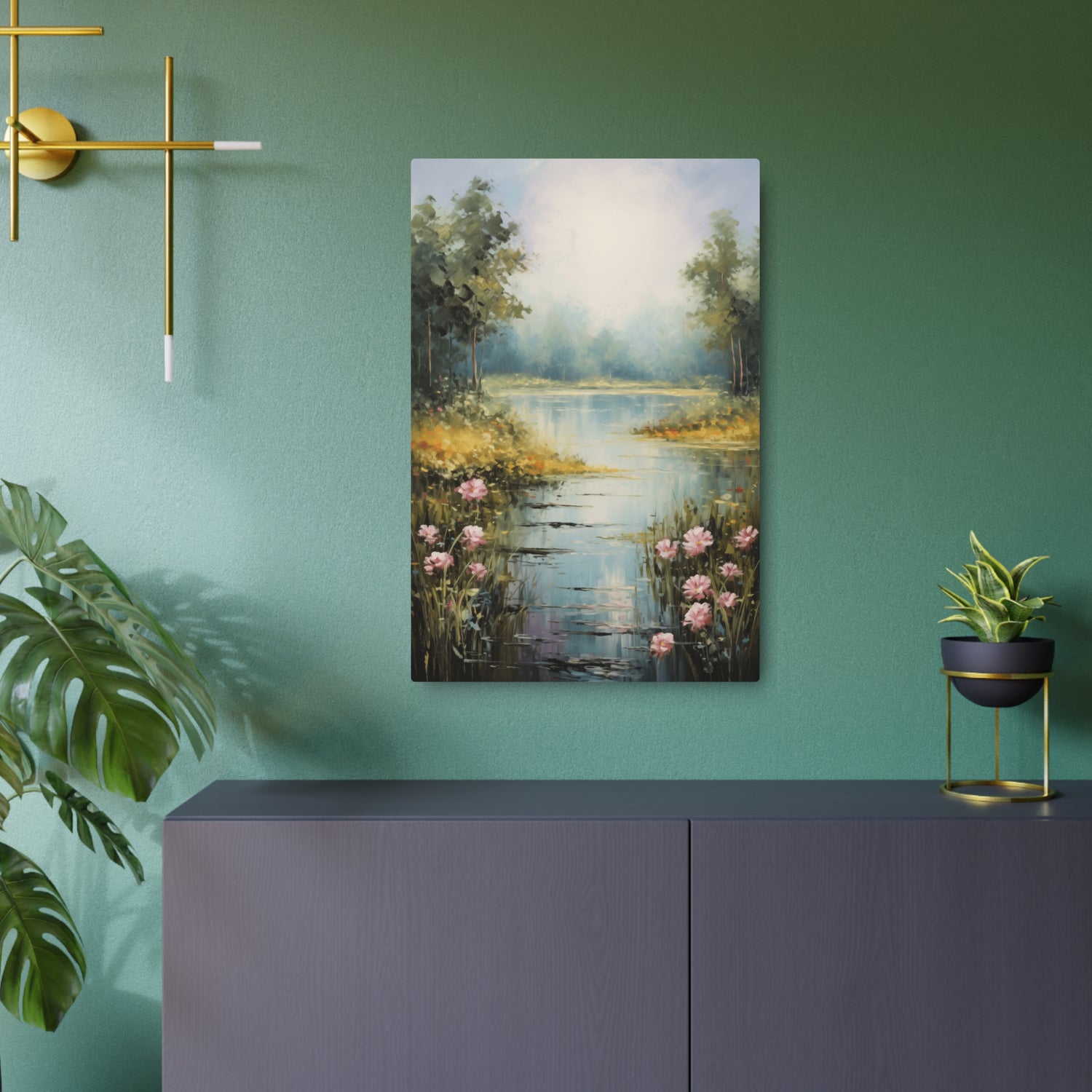 Metal Art - Tranquil Lakeside Meadow Landscape Wall Decor - The Art Hub