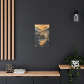 Golden Mist Mountain Landscape Canvas — Asian Pagoda Wall Art - The Art Hub