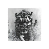 Tiger Metal Art — Dramatic Black & White Running Tiger Wall Decor - The Art Hub