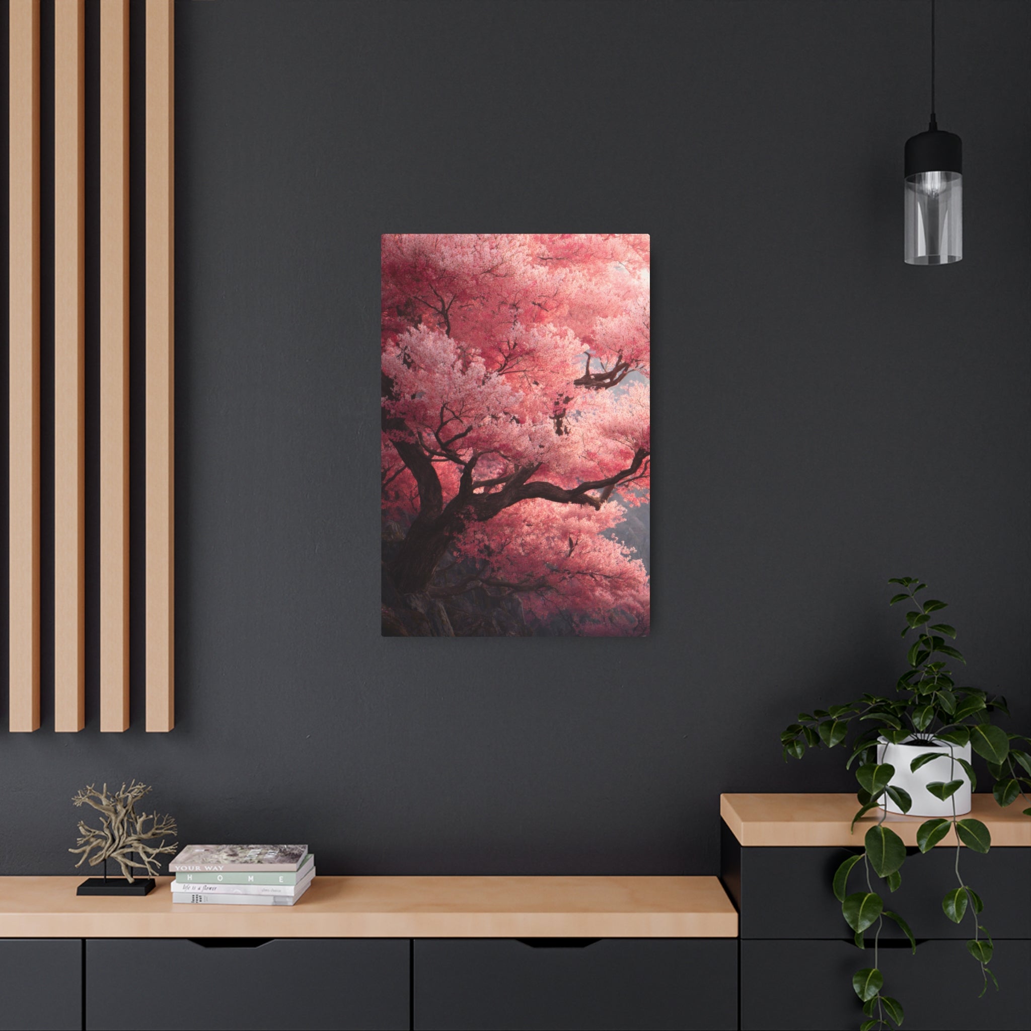 Cherry Blossom Metal Art Sign — Pink Sakura Wall Decor