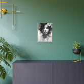 Metal Wall Art Sign — Monochrome Portrait of Woman with Floral Accents - The Art Hub
