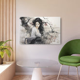 Asian Ink Painting Metal Art Serene Geisha Wall Decor - The Art Hub