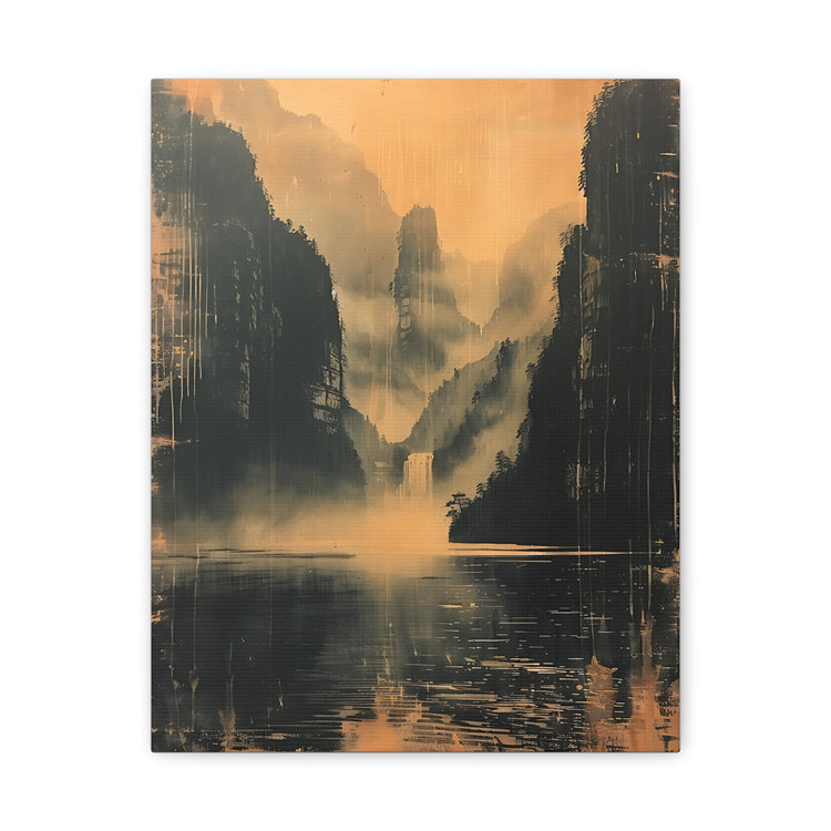 Chinese Landscape Art - Moody Mountain Lake Landscape Art - The Art Hub