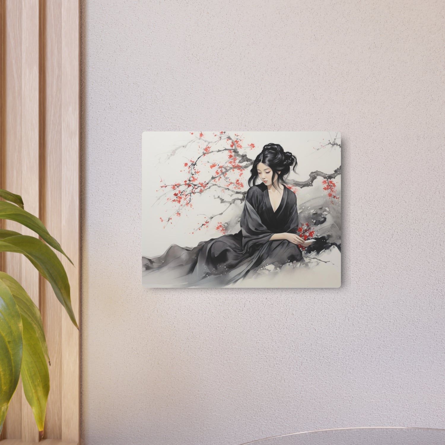Metal Art Geisha with Cherry Blossoms Wall Art - The Art Hub