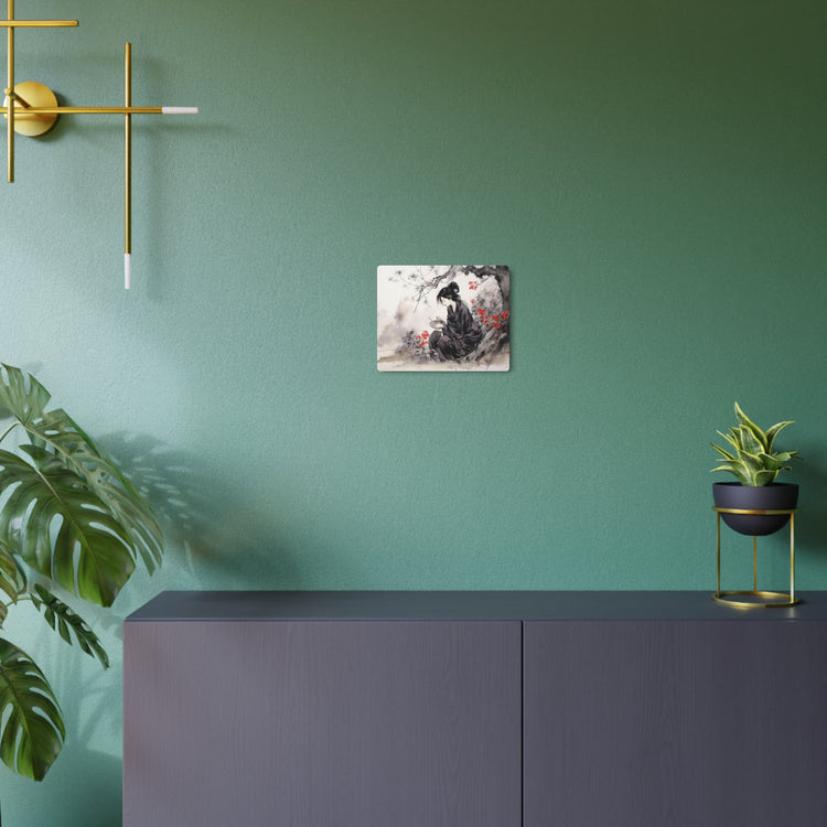 Metal Art Ink Wash Geisha Scene Wall Decor - The Art Hub