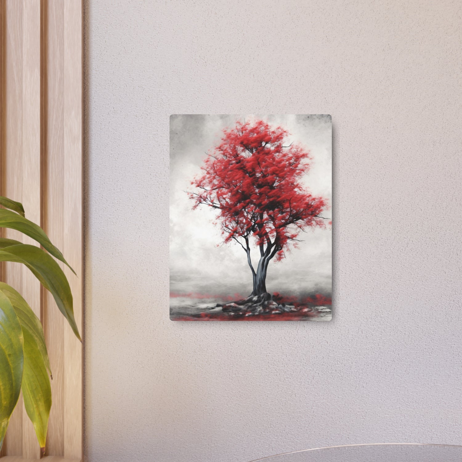 Red Tree Metal Art Sign Modern Abstract Wall Decor - The Art Hub