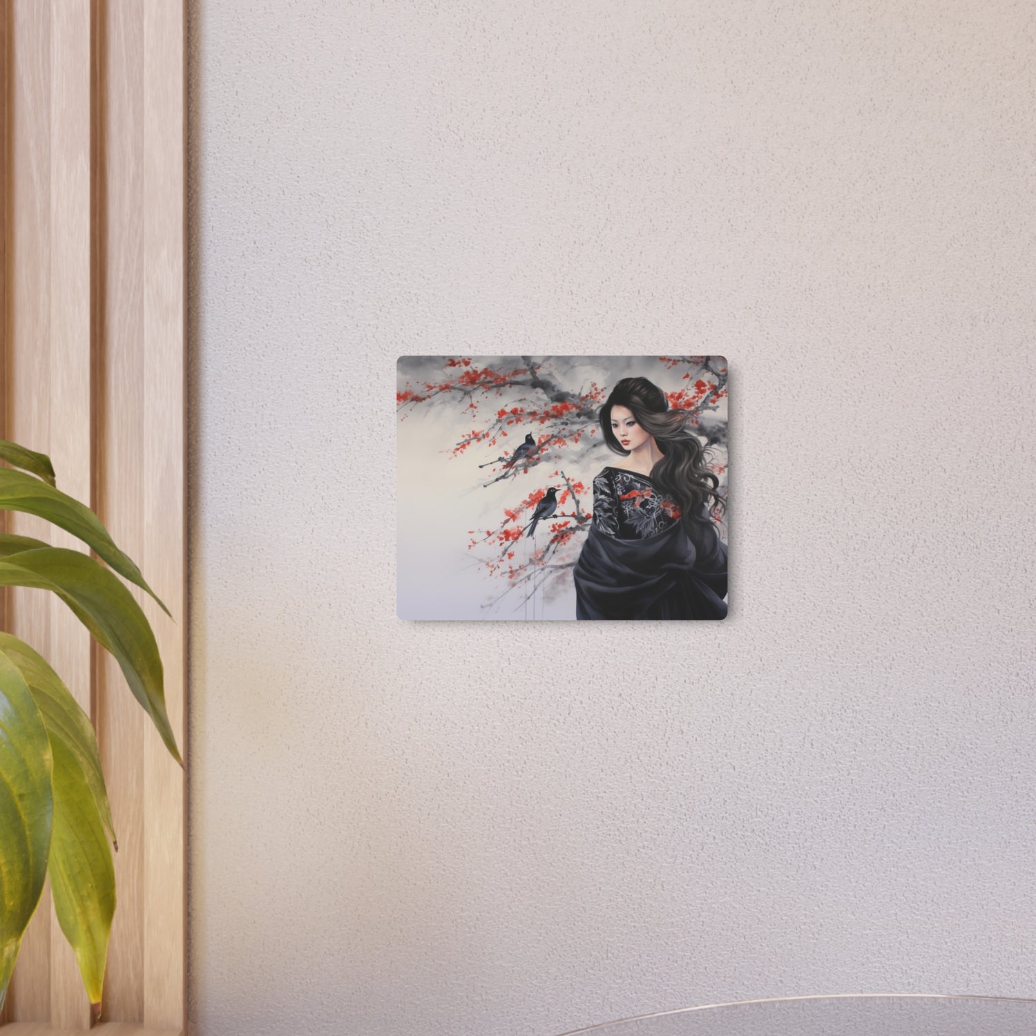 Metal Art Geisha with Sakura & Crows Wall Decor - The Art Hub