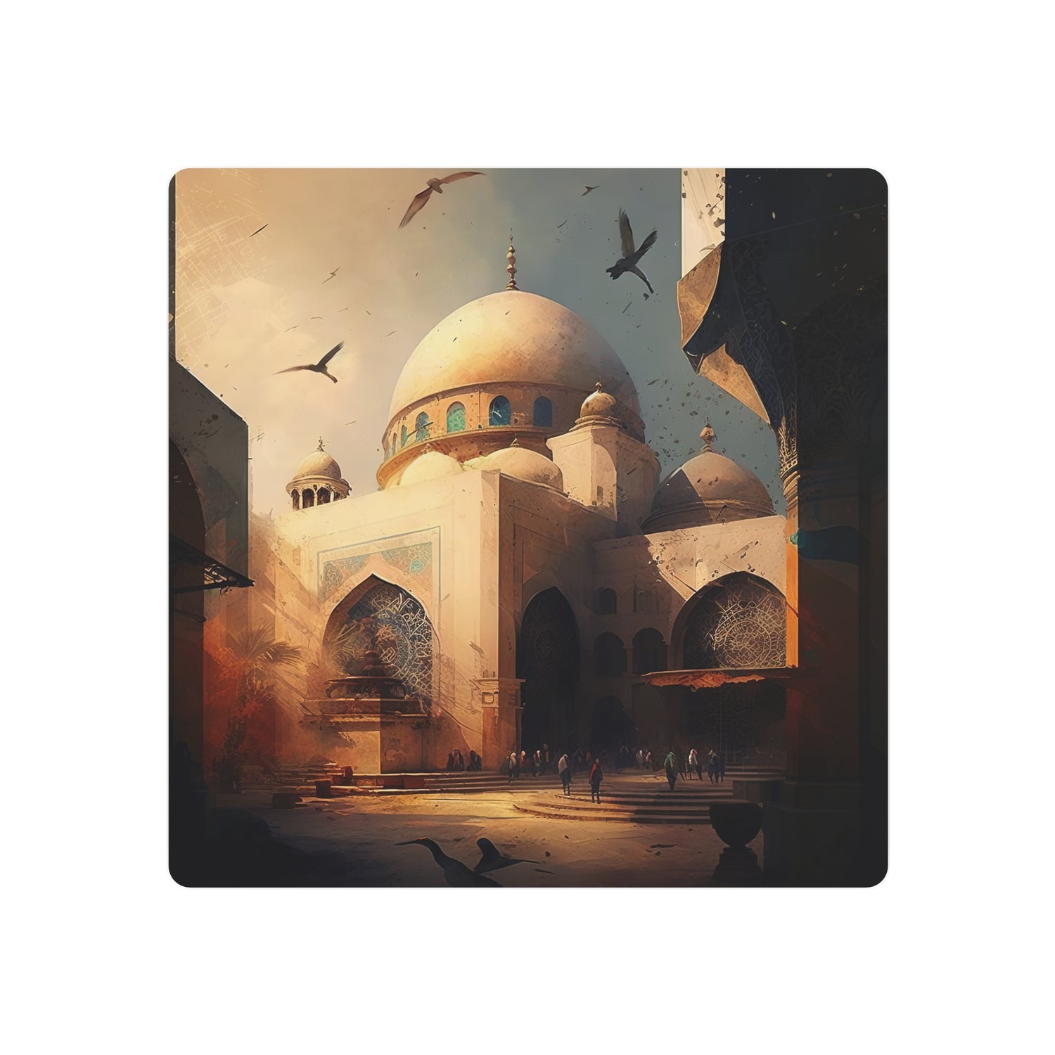 Islamic Mosque Metal Art Desert Sunrise Architectural Wall Decor - The Art Hub