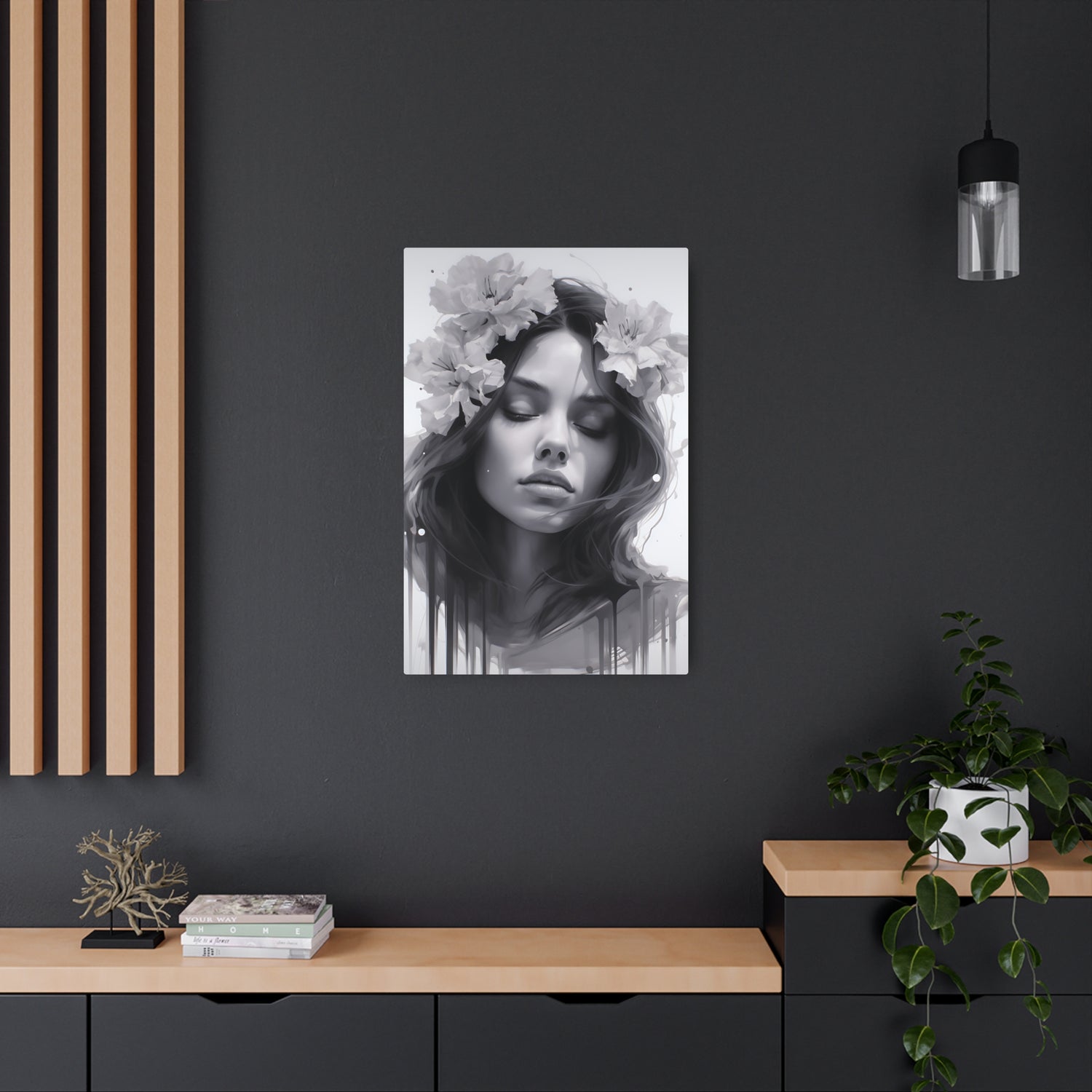 Metal Art — Beautiful Girl Floral Portrait Wall Decor - The Art Hub