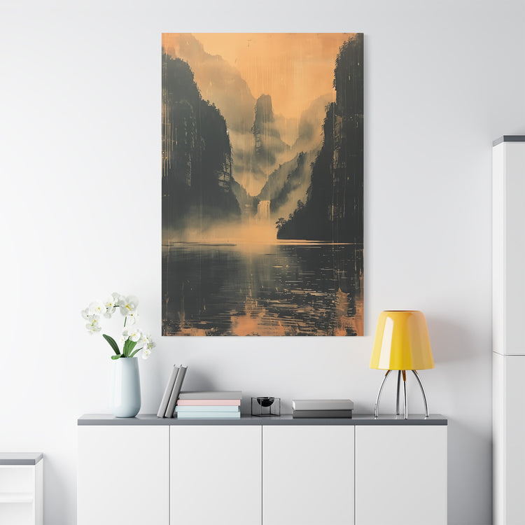 Chinese Landscape Art - Moody Mountain Lake Landscape Art - The Art Hub