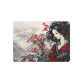 Metal Art Elegant Geisha Landscape with Red Maple Blossoms - The Art Hub