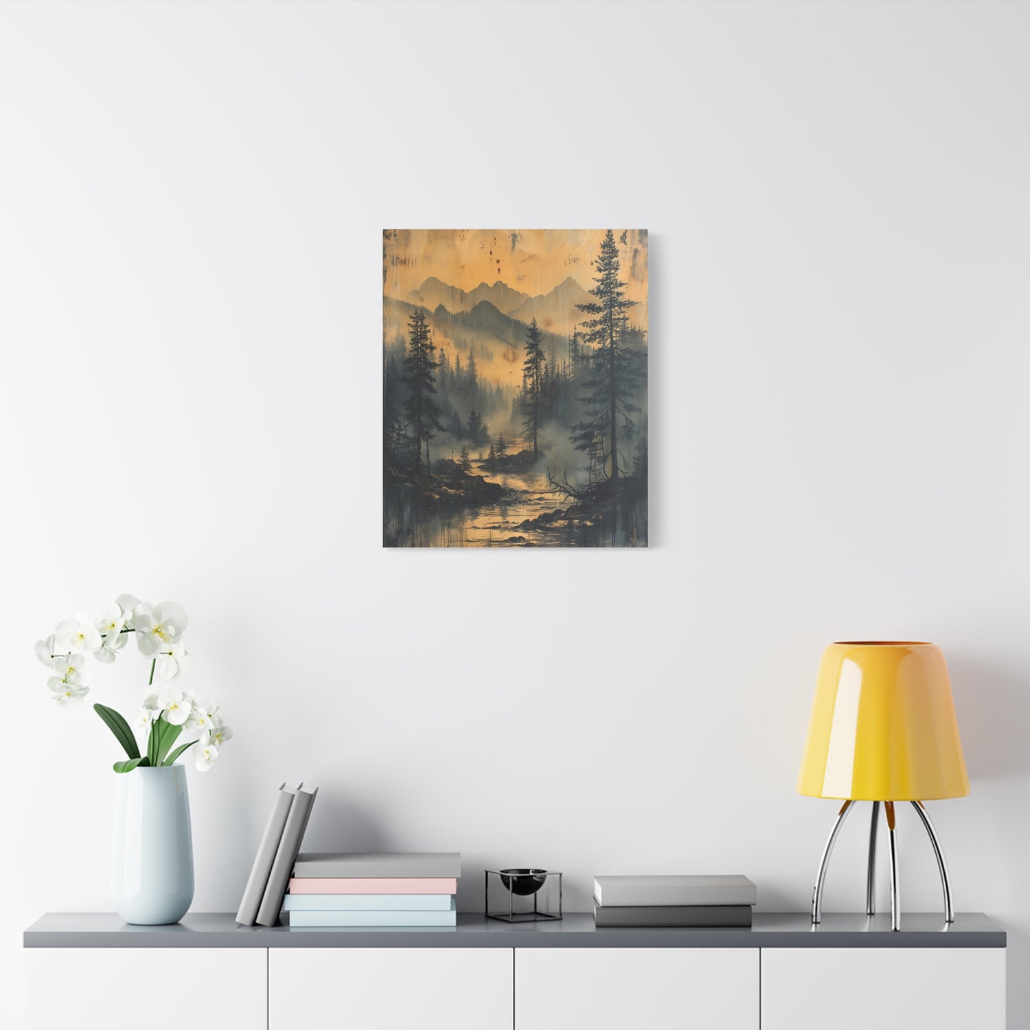 Mountain Mist Landscape Canvas Art— Rustic Pine Forest Wall Art - The Art Hub