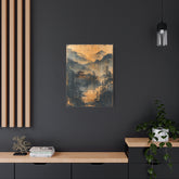 Golden Mist Mountain Landscape Canvas — Asian Pagoda Wall Art - The Art Hub