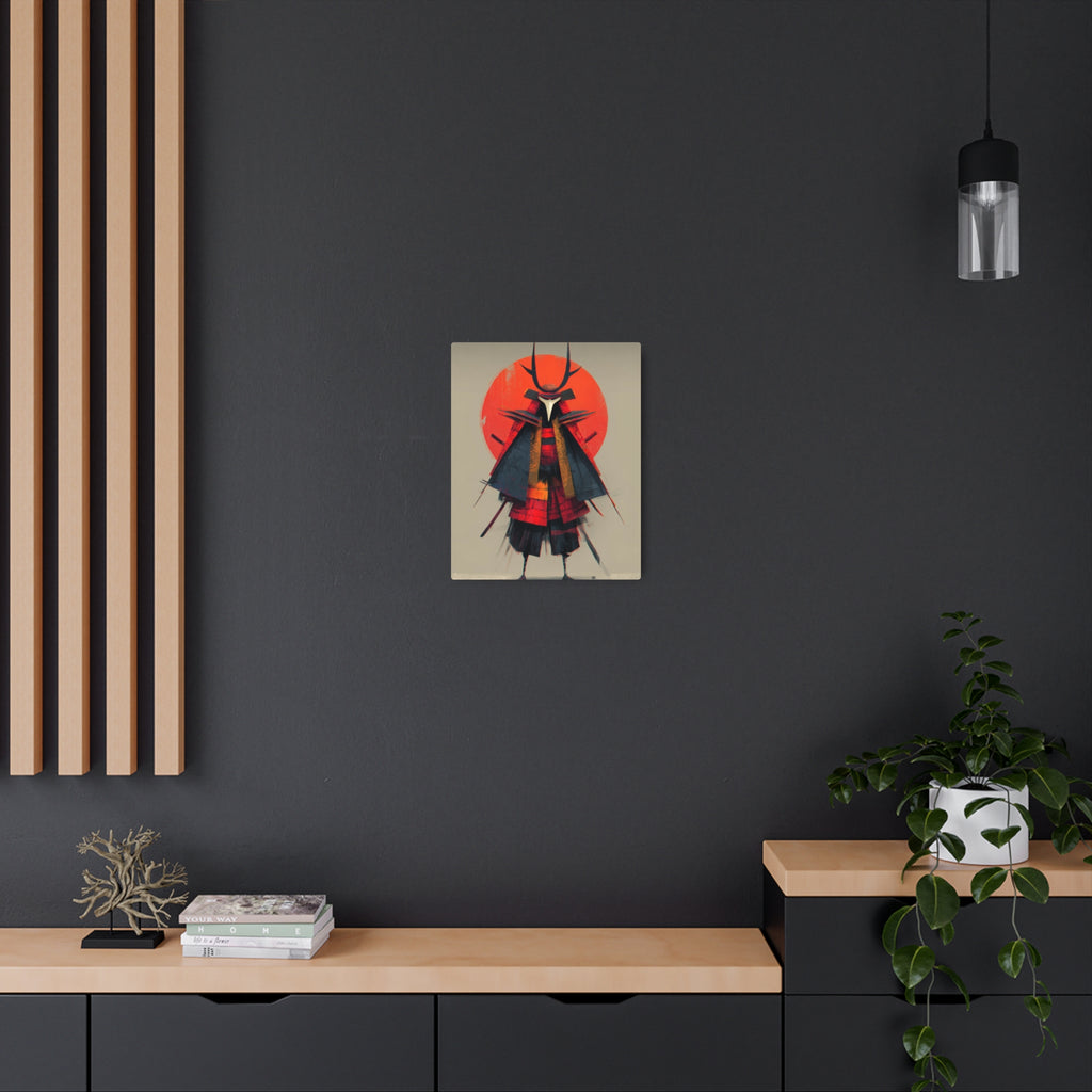 Samurai Metal Art Sign — Red Sun Warrior Wall Decor