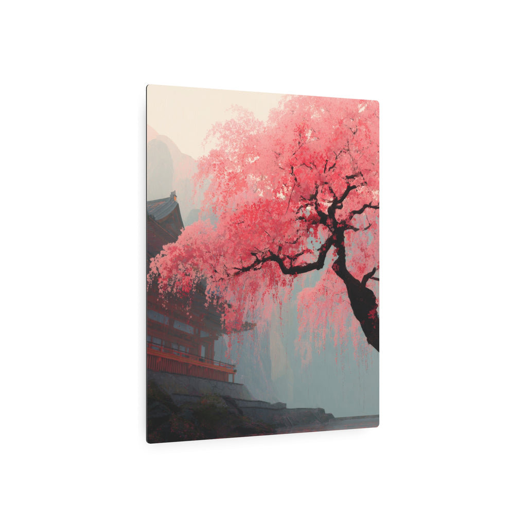 Cherry Blossom Metal Art Sign – Pink Sakura Landscape Wall Décor