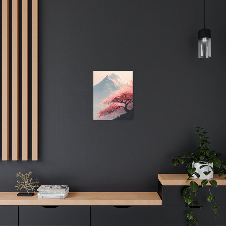 Metal Art Sign - Cherry Blossom Mountain Landscape Wall Decor - The Art Hub