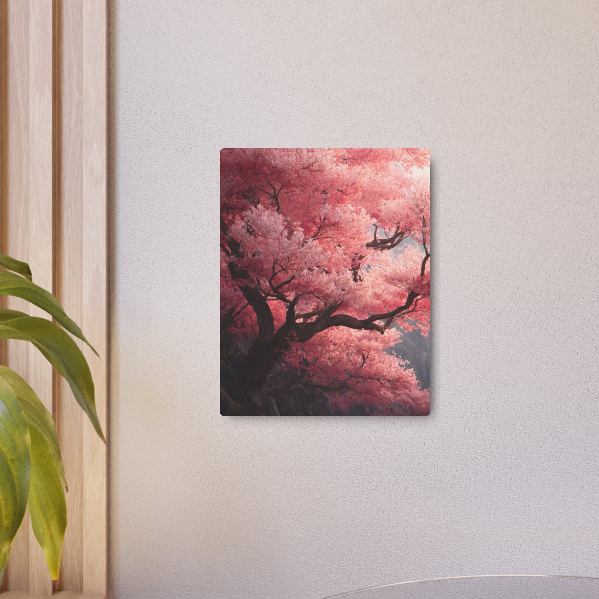 Cherry Blossom Metal Art Sign — Pink Sakura Wall Decor