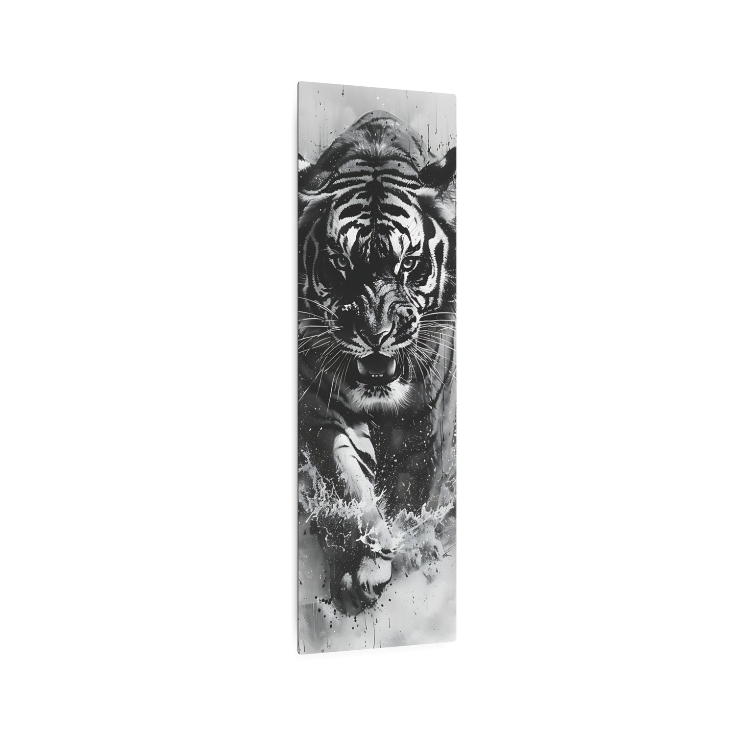 Tiger Metal Art — Dramatic Black & White Running Tiger Wall Decor - The Art Hub