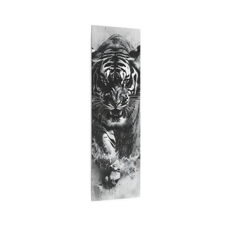 Tiger Metal Art — Dramatic Black & White Running Tiger Wall Decor - The Art Hub