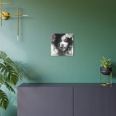 Metal Wall Art Sign — Monochrome Portrait of Woman with Floral Accents - The Art Hub