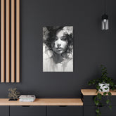 Metal Wall Art Sign — Monochrome Portrait of Woman with Floral Accents - The Art Hub