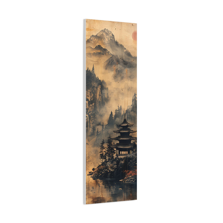 Zen Mountain Mist Canvas Art — Japanese Pagoda Landscape on Stretched Matte Canvas - The Art Hub
