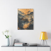 Golden Mist Mountain Landscape Canvas — Asian Pagoda Wall Art - The Art Hub