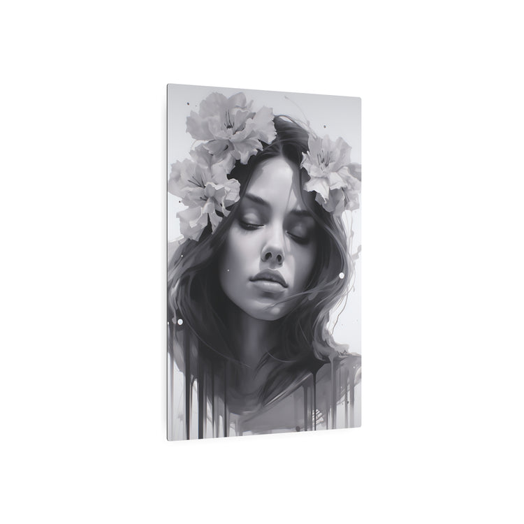 Metal Art — Beautiful Girl Floral Portrait Wall Decor - The Art Hub