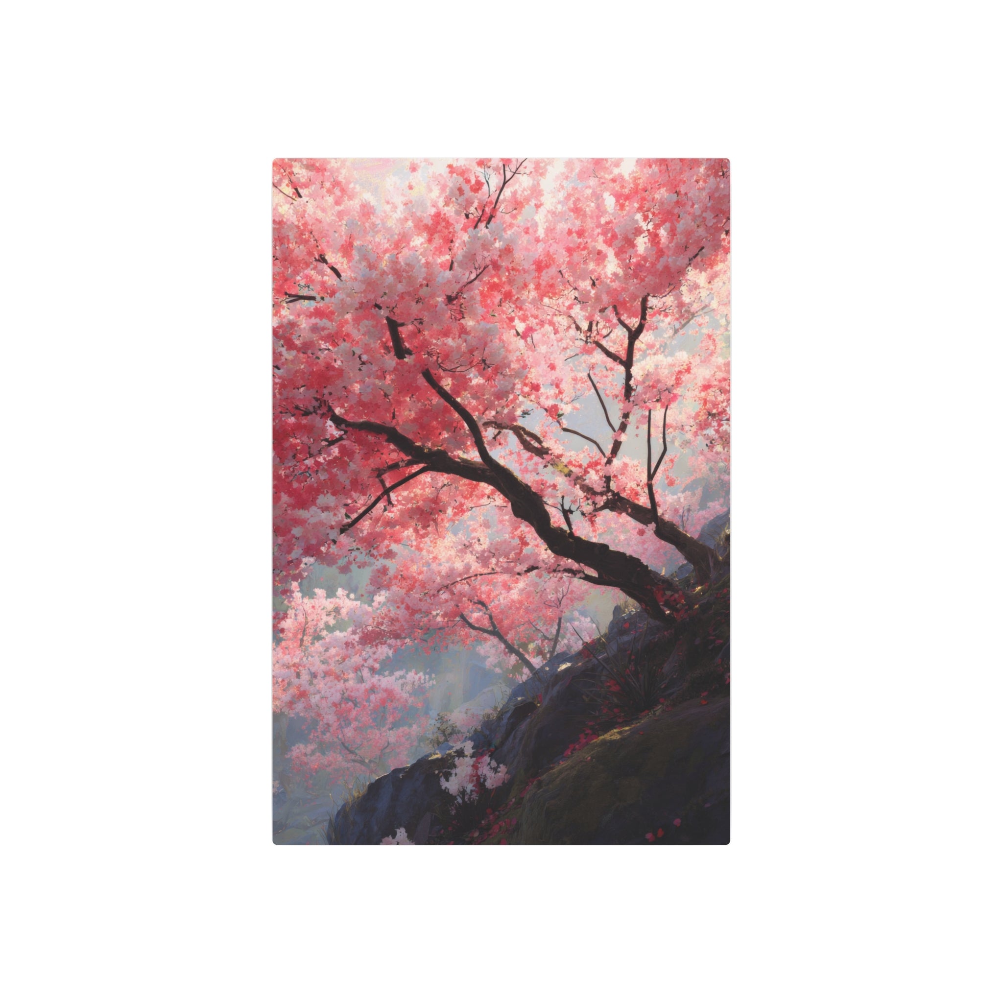 Cherry Blossom Metal Art Sign — Japanese Sakura Wall Décor