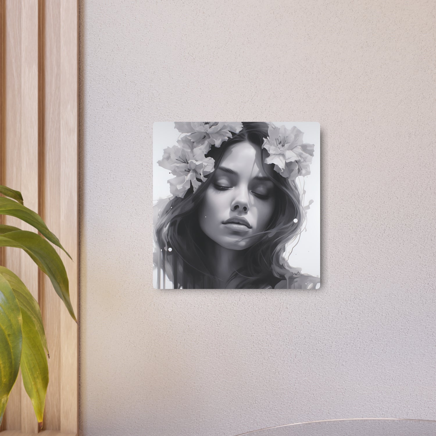 Metal Art — Beautiful Girl Floral Portrait Wall Decor - The Art Hub