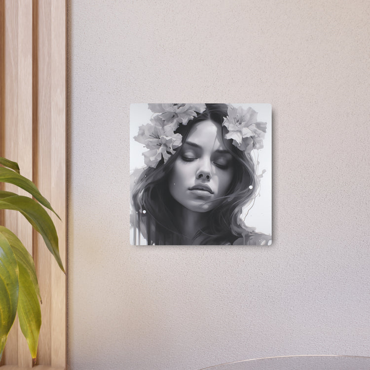 Metal Art — Beautiful Girl Floral Portrait Wall Decor - The Art Hub