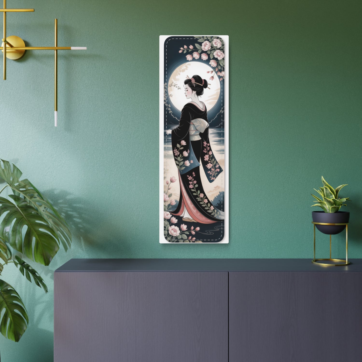 Geisha Moon Metal Art Kimono Wall Decor - The Art Hub